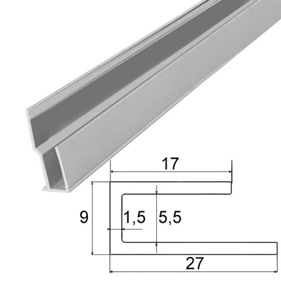 Hliníkový profil H, 11,3x27x1,5mm, 100cm, stříbrný