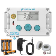 Automatická dvířka kurníku - strojek Poultry kit Premium 230V + 4x baterie AA, otevírání a zavírání vertikálních dvířek