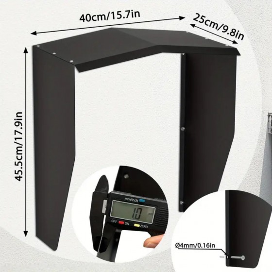 Stříška pro automatická dvířka kurníku s boční ochranou pro dvířka i vchod, povětrnostně odolná z kovu 40 x 25 x 45 cm Stříška pro automatická dvířka kurníku s boční ochranou pro dvířka i vchod, povětrnostně odolná z kovu 40 x 25 x 45 cm