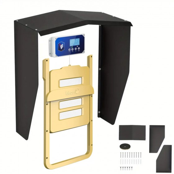 Stříška pro automatická dvířka kurníku s boční ochranou pro dvířka i vchod, povětrnostně odolná z kovu 40 x 25 x 45 cm Stříška pro automatická dvířka kurníku s boční ochranou pro dvířka i vchod, povětrnostně odolná z kovu 40 x 25 x 45 cm