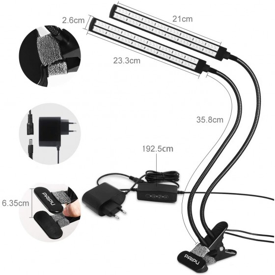 Growlight lampa na rostliny 96 LED s klipsem 