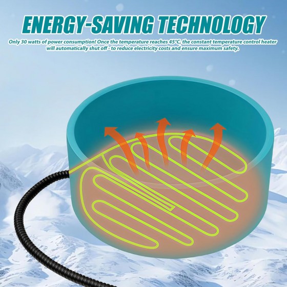 Vyhřívaná miska pro psy a jiná zvířata 3,2 l, regulace teploty 28–35 °C, bez BPA, 2m ocelový kabel, zabraňuje zamrznutí vody