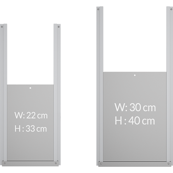 Dvířka pro otevírač kurníku, 220 x 330 mm, Kerbl, hliníkové ližiny a dvířka z hliníkového plechu 2 mm