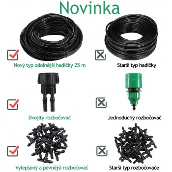 Zavlažovací sada 25m King, 40 trysek s rozbočovacím kohoutem pro skleník nebo záhon o celkové délce 25 metrů