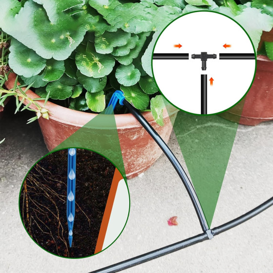Automatická solární závlaha - 15 Biling 54l/h, baterie 3000 mAh, zavlažovací systém 15 kapačů, solární panel 7,5 W, 15 m