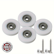 Kladky pro otvírač dveří kurníku s ložiskem 30 mm, 4 kusy  + nerezové šrouby pro vedení šňůrky pro padací dvířka