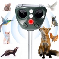 Solární odstrašení - odpuzovač s detekcí pohybu, ultrazvukový s LED bleskem, 5 režimů