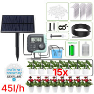 Automatická solární závlaha - 15 Rainpoint 45l/h, baterie 2000 mAh, zavlažovací systém 15 kapačů, Pump Irrigation kit