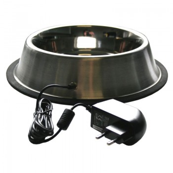 Vyhřívaná miska pro psy, kočky, drůbež, nerezová, 1,8 l, 12 V / 15 W, automatický termostat udržují teplotu vody mezi 18 °C a 25 °C
