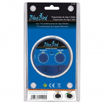 Zavlažovací hodiny analogové Blue Bird, 2x 1,5V AAA, přívod i výstup závit 3/4