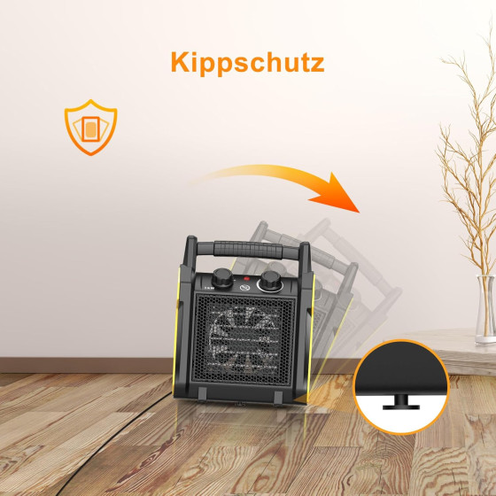 Elektrické topidlo 3000 W Dahtec, topný keramický ventilátor, vytápění skleníků s termostatem, 2 stupně topení
