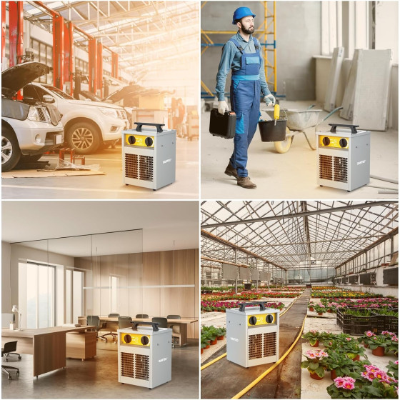 Elektrické topidlo 2000 W Dahtec, topný ventilátor, vytápění skleníků a zimních zahrad s termostatem, 3 stupně výkonu