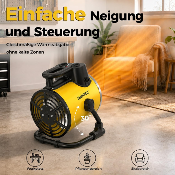 Elektrické topidlo 3000 W Dahtec, topný ventilátor, vytápění skleníků a zimních zahrad s termostatem, 3 stupně výkonu Elektrické topidlo 3000 W Dahtec, topný ventilátor, vytápění skleníků a zimních zahrad s termostatem, 3 stupně výkonu