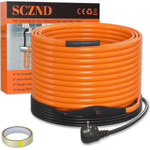 Topný kabel s termostatem, 10 metrů, 25 W/m (250W), samoregulační topný 5° až 10°C, pás ochrana proti mrazu, pro ochranu potrubí Topný kabel s termostatem, 10 metrů, 25 W/m (250W), samoregulační topný 5° až 10°C, pás ochrana proti mrazu, pro ochranu potrubí