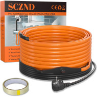Topný kabel s termostatem, 8 metrů, 25 W/m (200W), samoregulační topný 5° až 10°C, pás ochrana proti mrazu, pro ochranu potrubí