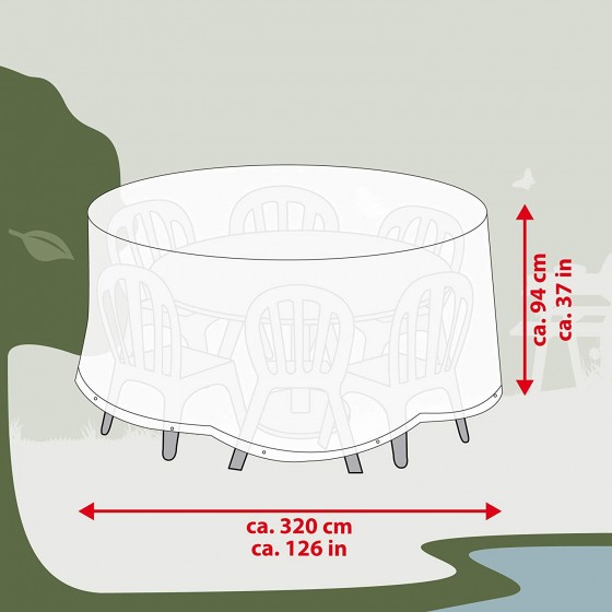 Ochranný obal kulatý 320 x 94 cm na zahradní nábytek