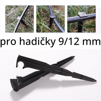 Držák pro distribuční hadice 9/12 mm, upevnění rozvodné trubky o průměru 9 - 12 mm, délka 15 cm, balení 1 kus