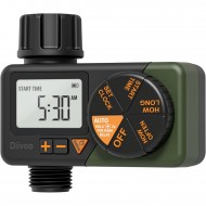 Zavlažovací hodiny Diivoo 01, regulace času a cyklu, 2x 1,5V AAA, automatický a manuální režim, vodotěsnost IPX5, velký displej LCD