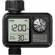 Zavlažovací hodiny M02, regulace času a cyklu, 2x 1,5V AAA, automatický a manuální režim, vodotěsnost IPX5, velký displej LCD